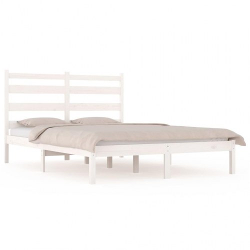 Sengeramme 180x200 cm Super King massivt fyrretræ hvid