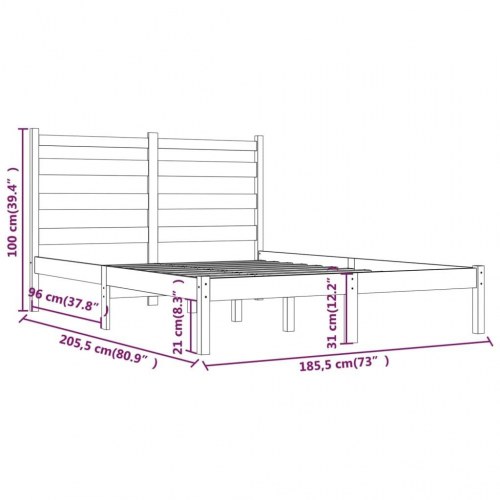 Sengeramme 180x200 cm Super King massivt fyrretræ hvid