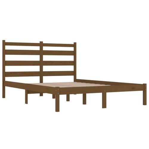Sengeramme 200x200 cm massivt fyrretræ gyldenbrun