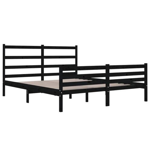Sengeramme 135x190 cm Double massivt fyrretræ sort