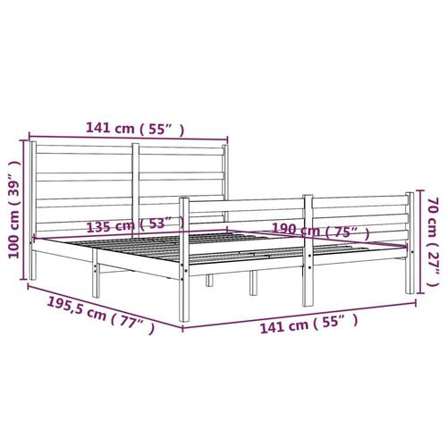 Sengeramme 135x190 cm Double massivt fyrretræ sort