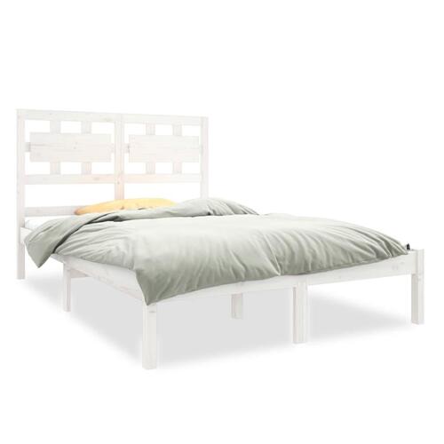 Sengeramme 140x190 cm massivt træ hvid
