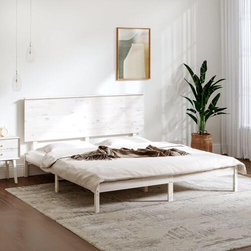 Sengeramme 150x200 cm King Size massivt fyrretræ hvid