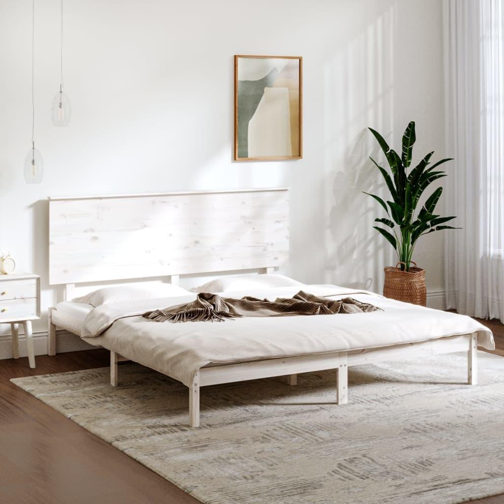 Sengeramme 150x200 cm King Size massivt fyrretræ hvid