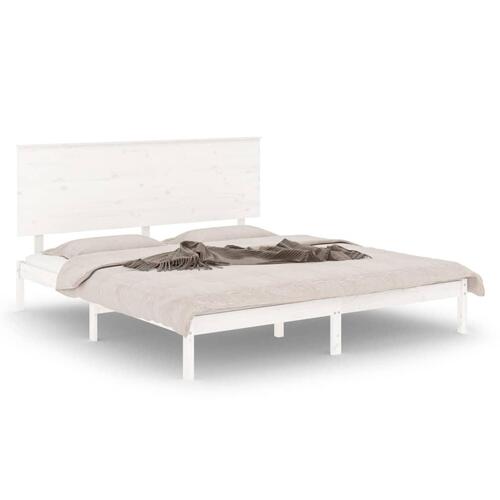 Sengeramme 150x200 cm King Size massivt fyrretræ hvid