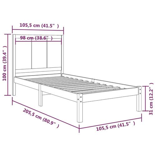 Sengeramme uden madras 100x200 cm massivt fyrretræ