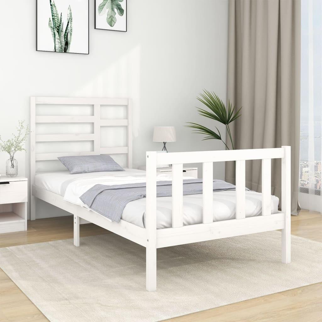 Sengeramme 75x190 cm Small Single massivt træ hvid