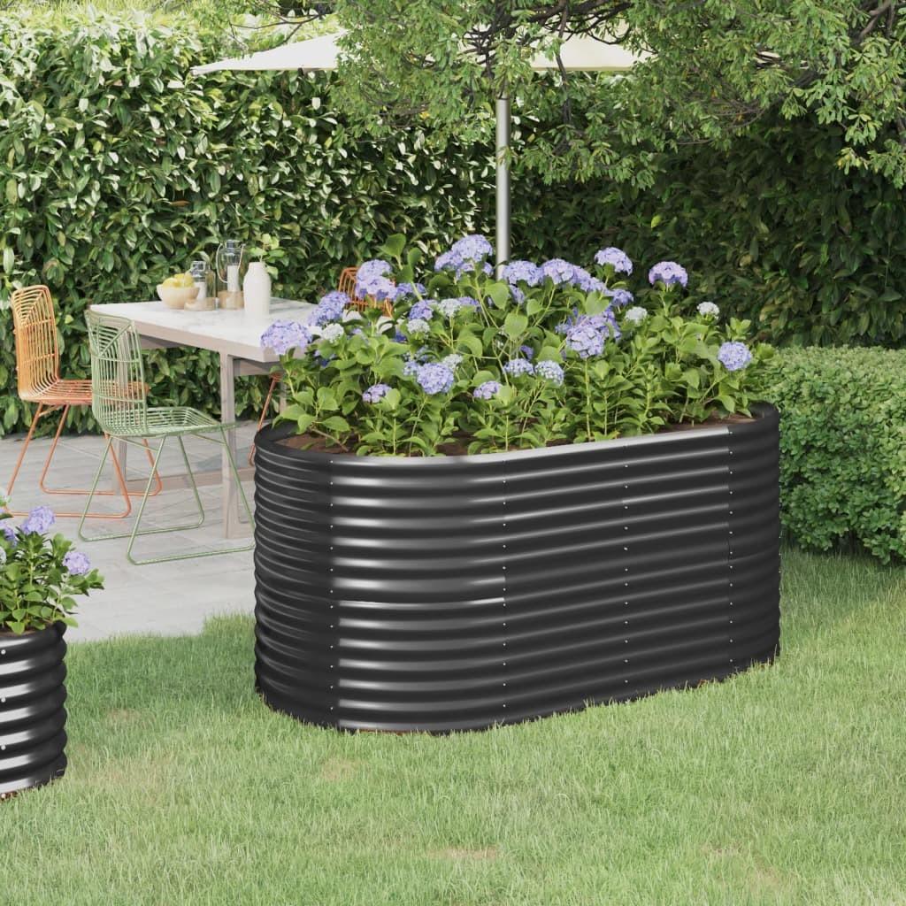 Plantekasse 152x80x68 cm pulverlakeret stål antracitgrå