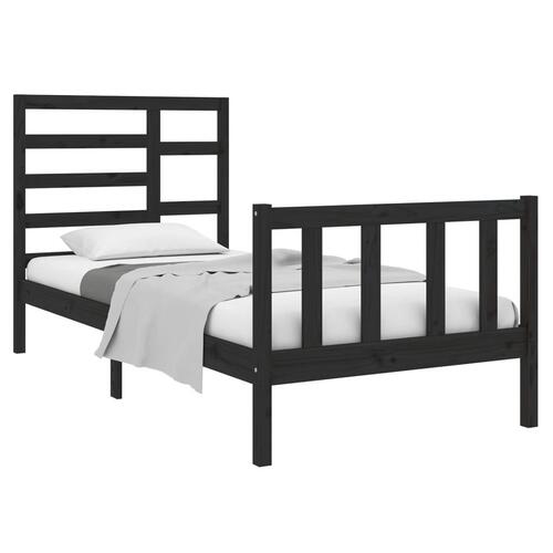 Sengeramme 90x190 cm Single massivt træ sort