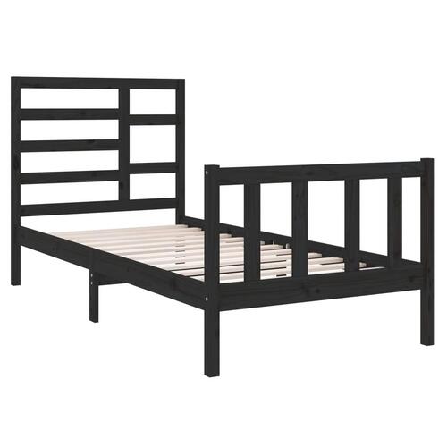 Sengeramme 90x190 cm Single massivt træ sort