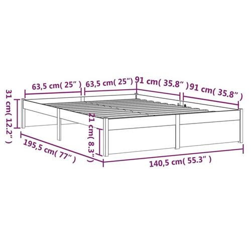 Sengeramme 135x190 cm massivt træ
