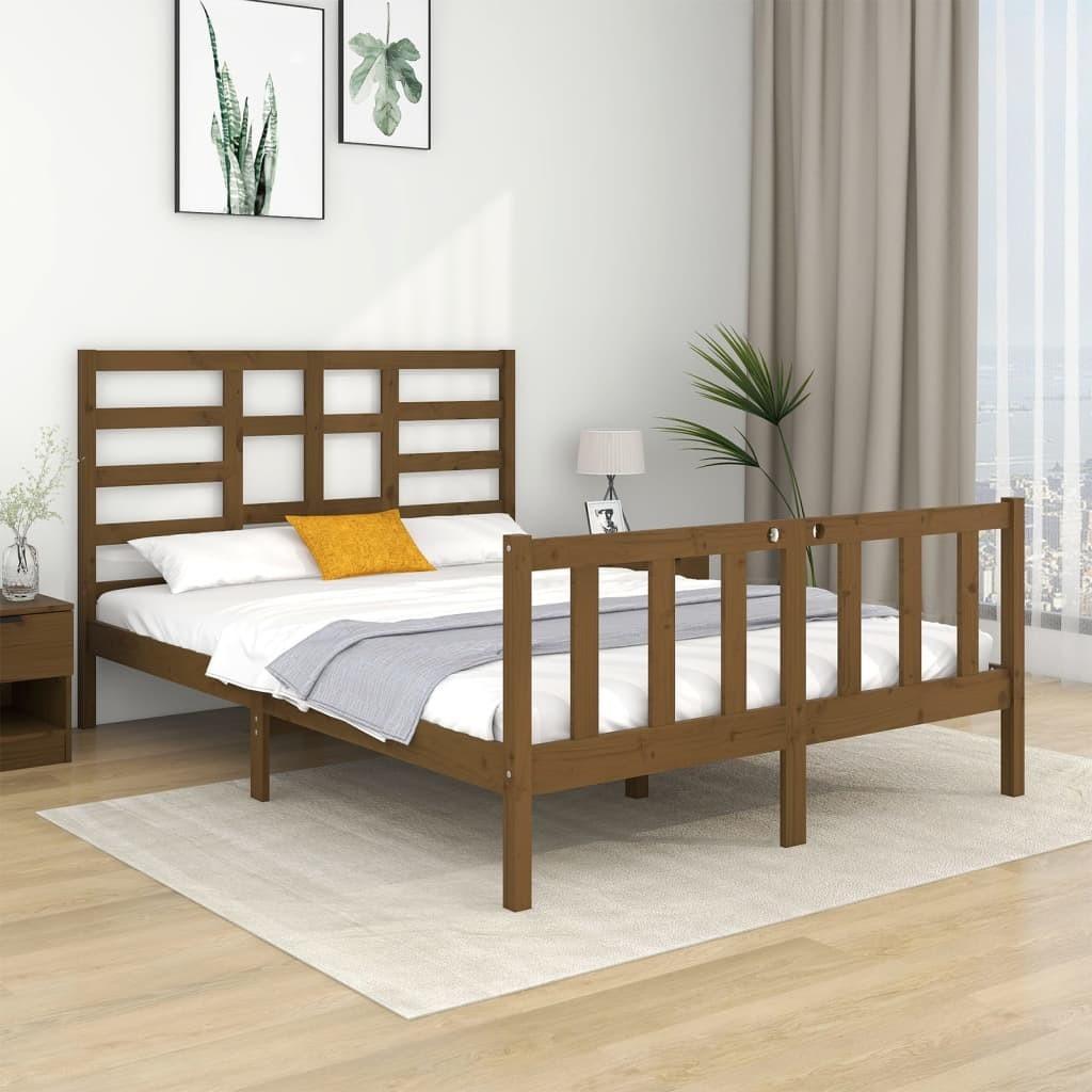 Sengeramme 120x190 cm Small Double massivt træ gyldenbrun