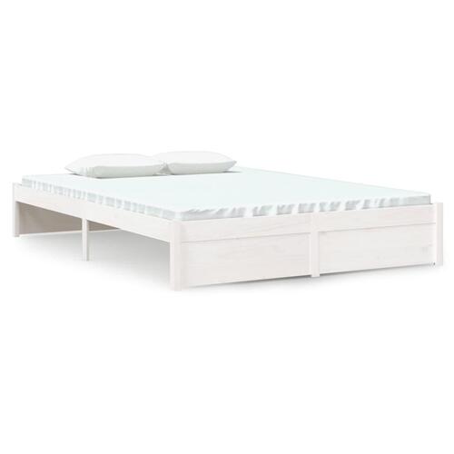 Sengeramme 135x190 cm dobbelt massivt fyrretræ hvid