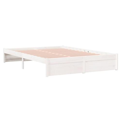 Sengeramme 135x190 cm dobbelt massivt fyrretræ hvid