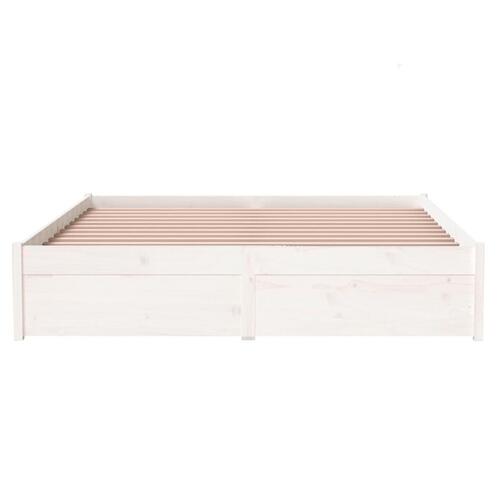 Sengeramme 135x190 cm dobbelt massivt fyrretræ hvid