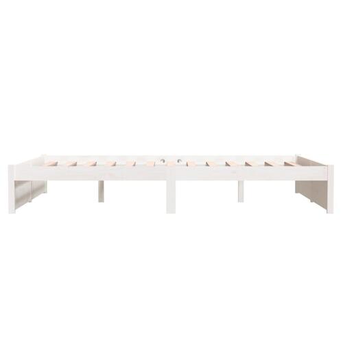 Sengeramme 135x190 cm dobbelt massivt fyrretræ hvid