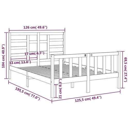 Sengeramme 120x190 cm Small Double massivt træ sort