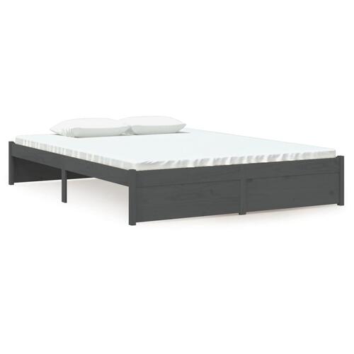 Sengeramme 135x190 cm Double massivt fyrretræ grå