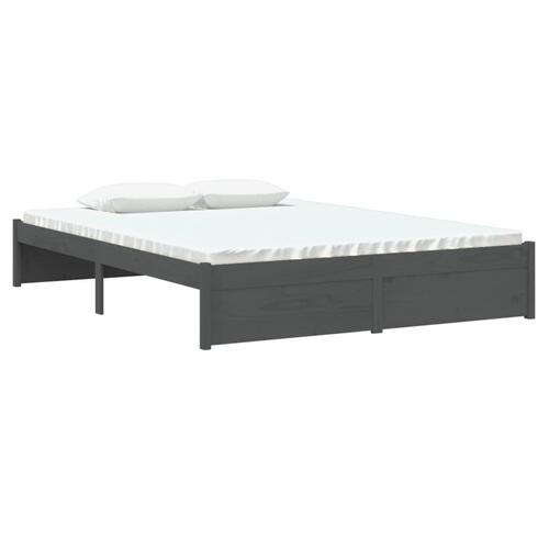Sengeramme 135x190 cm Double massivt fyrretræ grå