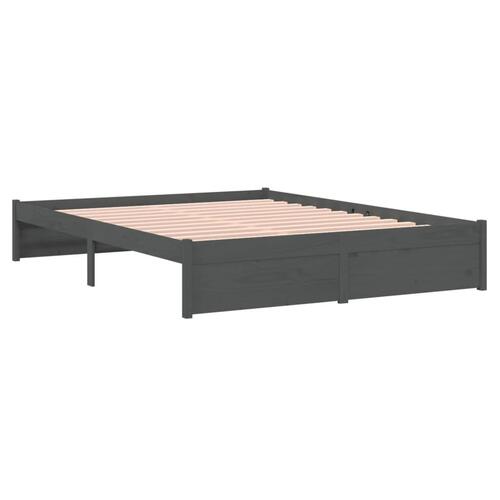 Sengeramme 135x190 cm Double massivt fyrretræ grå