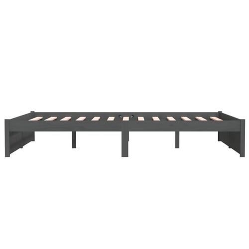 Sengeramme 135x190 cm Double massivt fyrretræ grå