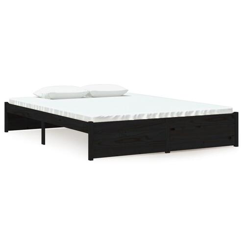 Sengeramme 135x190 cm Double massivt fyrretræ sort
