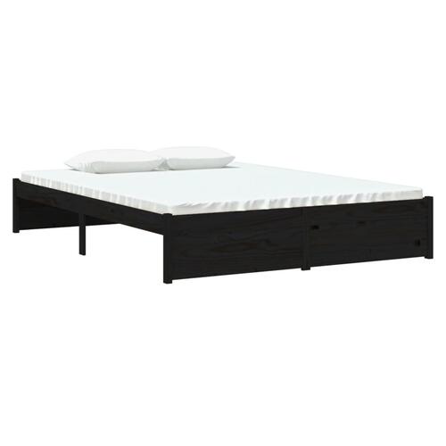 Sengeramme 135x190 cm Double massivt fyrretræ sort