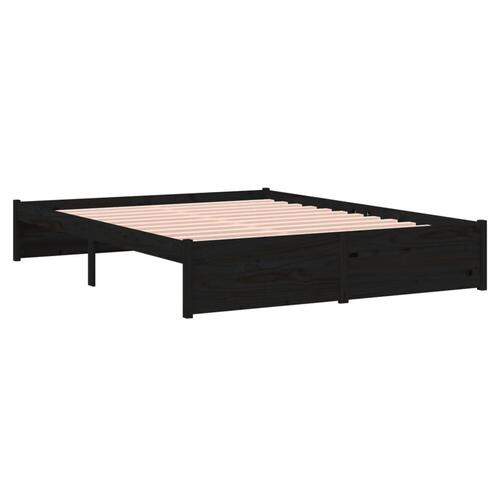 Sengeramme 135x190 cm Double massivt fyrretræ sort
