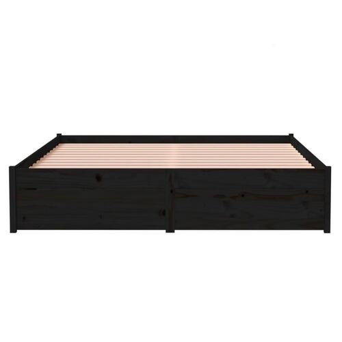 Sengeramme 135x190 cm Double massivt fyrretræ sort