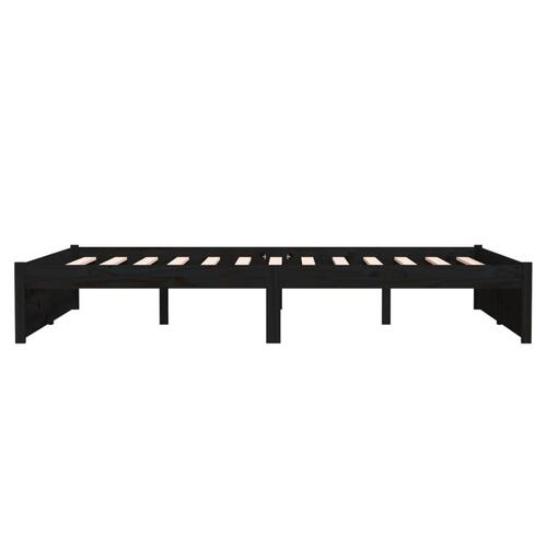 Sengeramme 135x190 cm Double massivt fyrretræ sort
