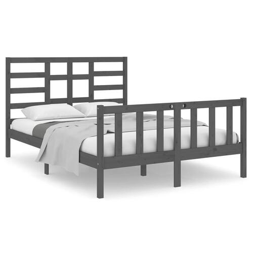 Sengeramme 135x190 cm Double massivt fyrretræ grå
