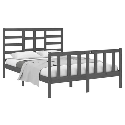Sengeramme 135x190 cm Double massivt fyrretræ grå