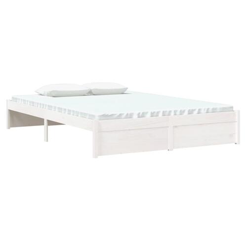 Sengeramme 140x190 cm massivt træ hvid