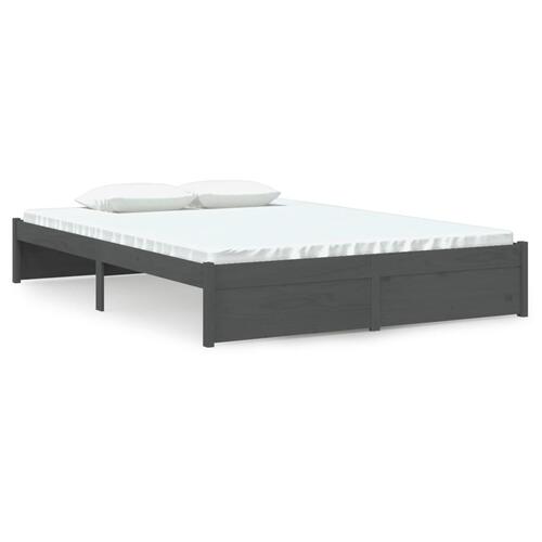 Sengeramme 140x190 cm massivt træ grå