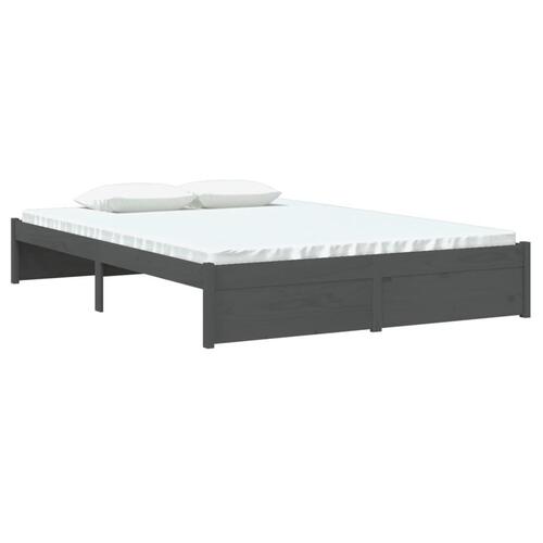 Sengeramme 140x190 cm massivt træ grå