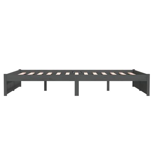 Sengeramme 140x190 cm massivt træ grå