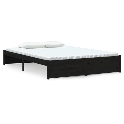 Sengeramme 140x190 cm massivt træ sort
