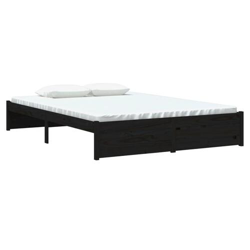 Sengeramme 140x190 cm massivt træ sort