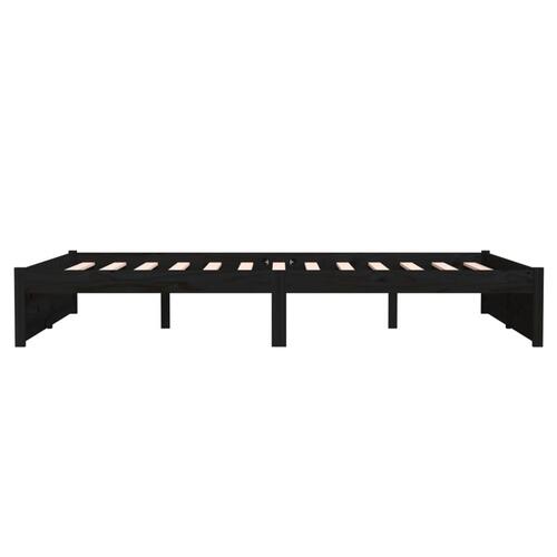 Sengeramme 140x190 cm massivt træ sort