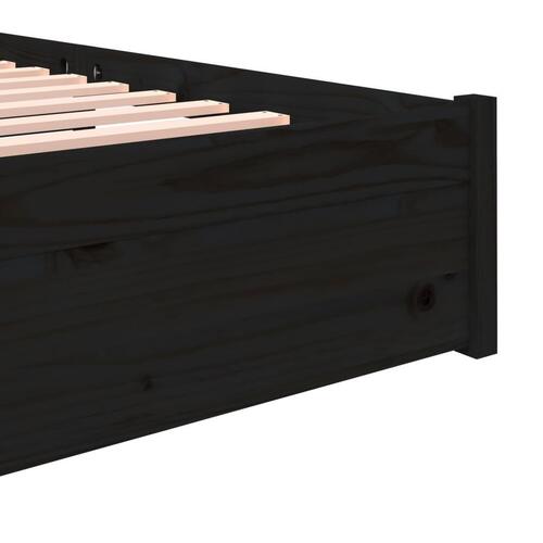 Sengeramme 140x190 cm massivt træ sort