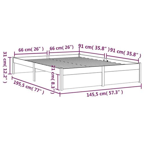 Sengeramme 140x190 cm massivt træ sort