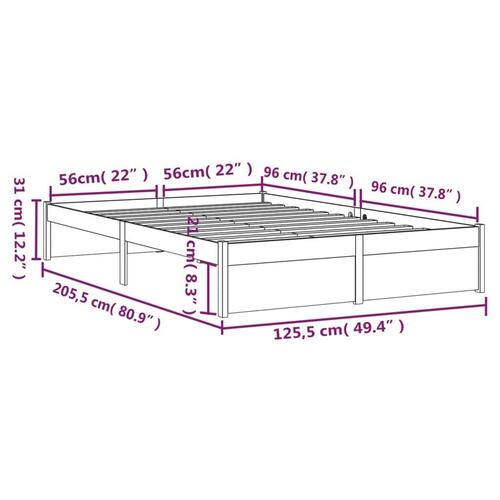 Sengeramme 120x200 cm massivt træ hvid