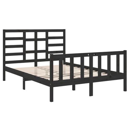 Sengeramme 140x190 cm massivt træ sort