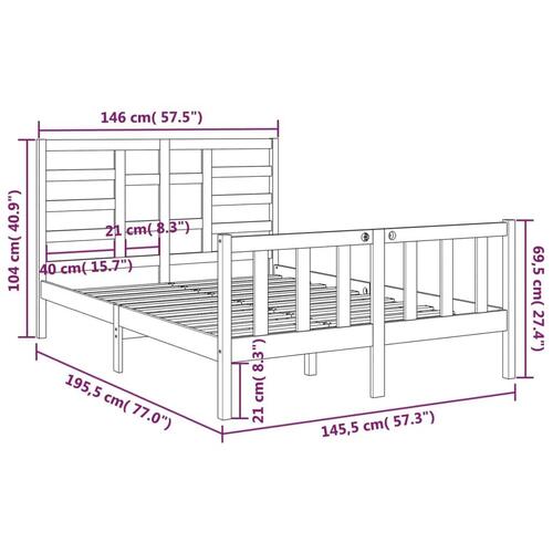 Sengeramme 140x190 cm massivt træ sort