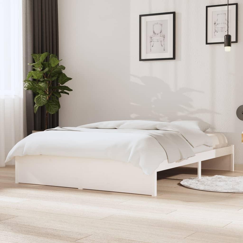 Sengeramme 140x200 cm massivt træ hvid