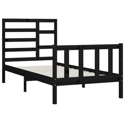 Sengeramme 90x200 cm massivt fyrretræ sort