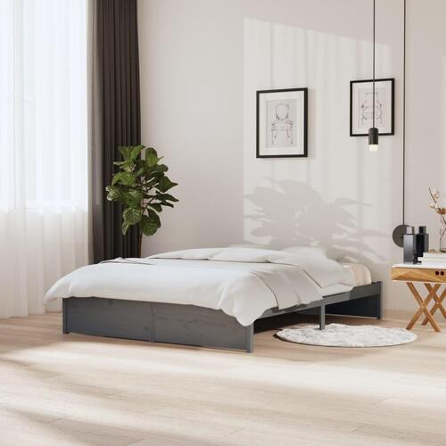 Sengeramme 150x200 cm King Size massivt fyrretræ grå