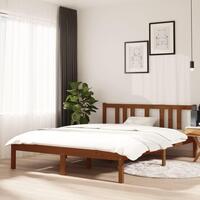 Sengeramme 140x190 cm massivt fyrretræ gyldenbrun