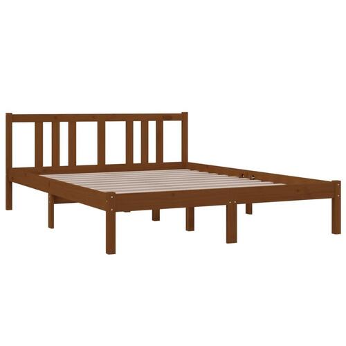 Sengeramme 140x190 cm massivt fyrretræ gyldenbrun
