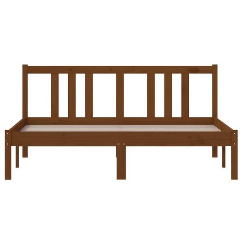 Sengeramme 140x190 cm massivt fyrretræ gyldenbrun